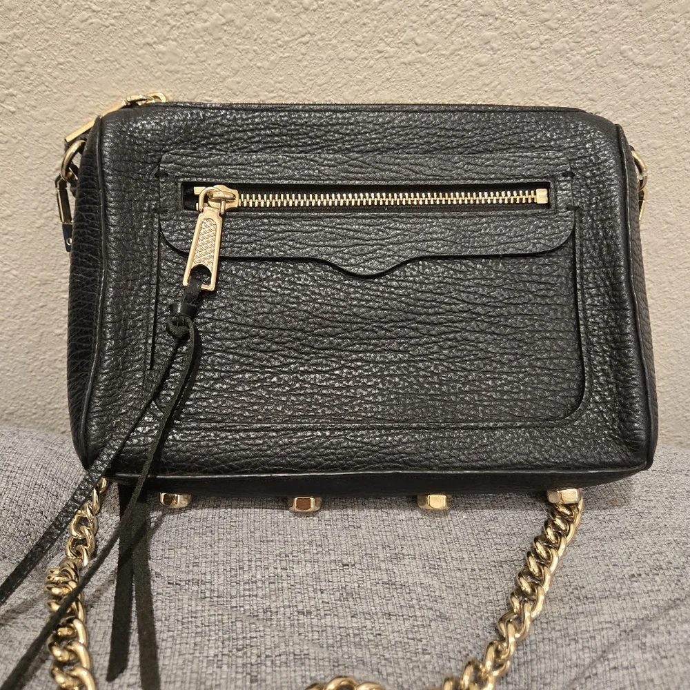 Rebecca Minkoff Black Crossbody Chain Wallet with Gold Hardware